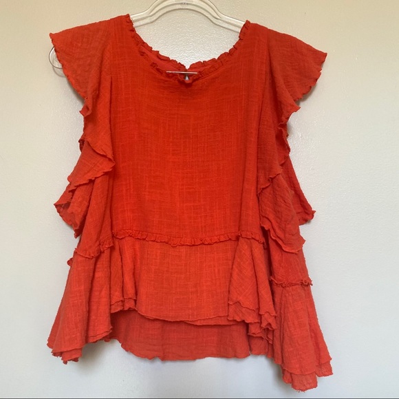 Anthropologie Maeve Cascade Ruffle Top Size - Picture 2 of 8